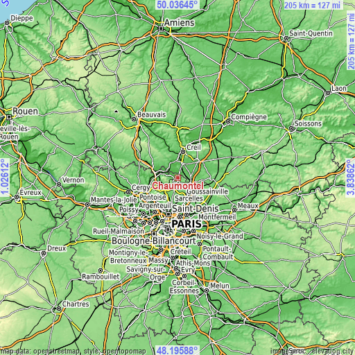 Topographic map of Chaumontel