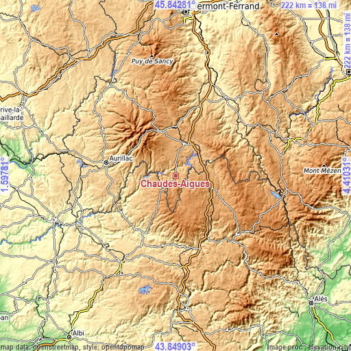 Topographic map of Chaudes-Aigues