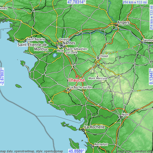 Topographic map of Chauché