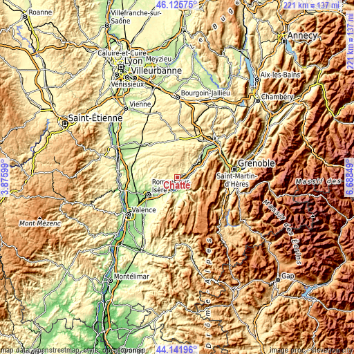 Topographic map of Chatte