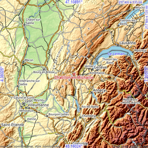 Topographic map of Châtillon-en-Michaille