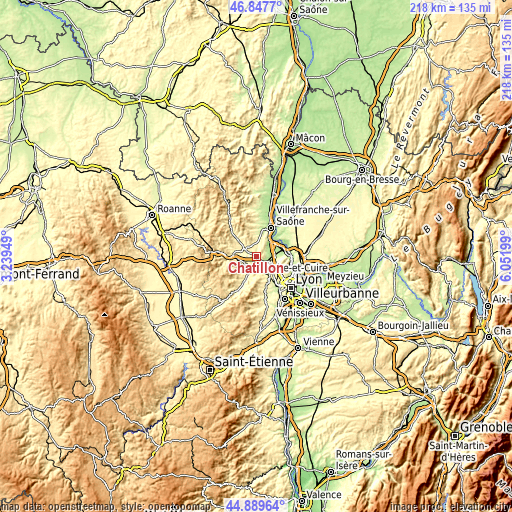 Topographic map of Châtillon