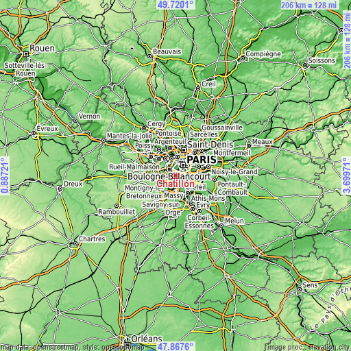 Topographic map of Châtillon