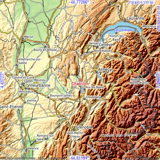 Topographic map of Châtillon