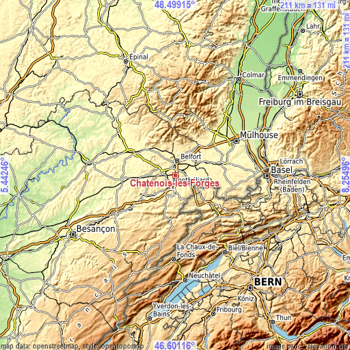 Topographic map of Châtenois-les-Forges