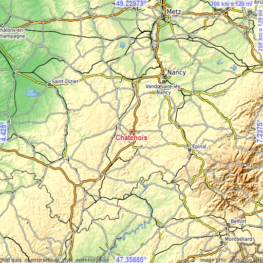 Topographic map of Châtenois