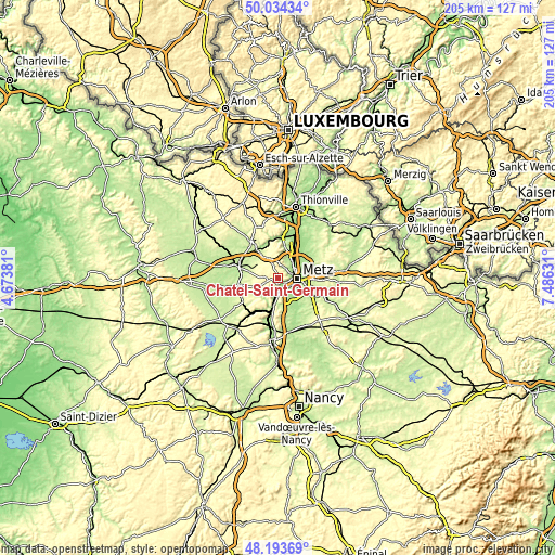 Topographic map of Châtel-Saint-Germain