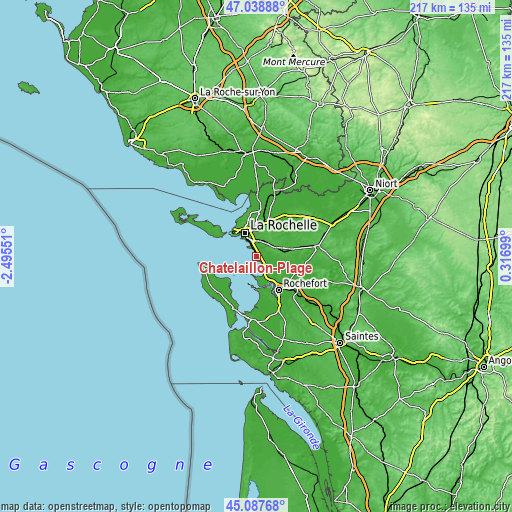 Topographic map of Châtelaillon-Plage