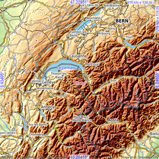 Topographic map of Châtel