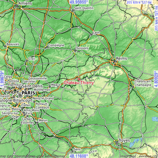 Topographic map of Château-Thierry