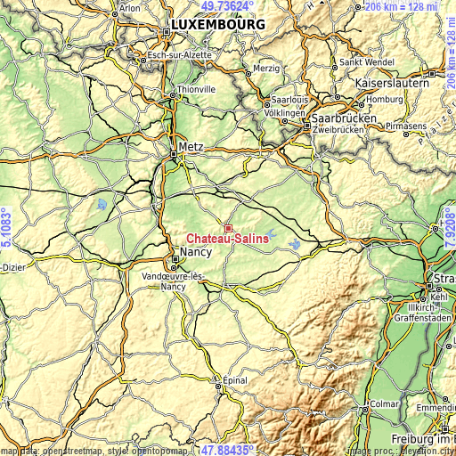 Topographic map of Château-Salins