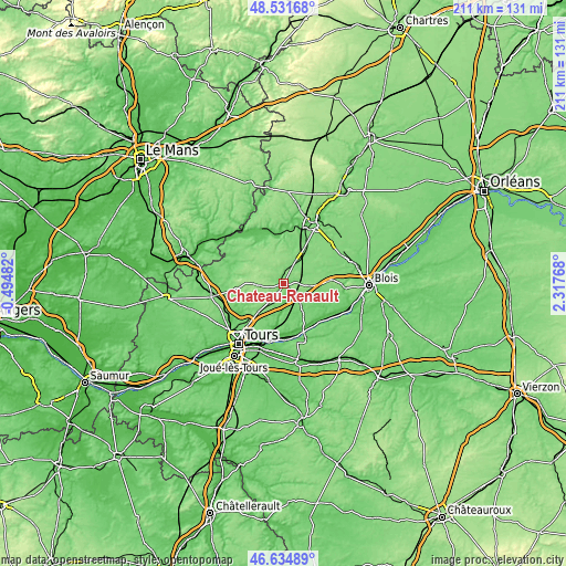 Topographic map of Château-Renault