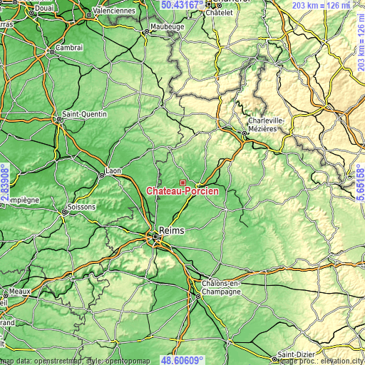 Topographic map of Château-Porcien