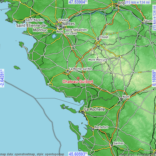 Topographic map of Château-Guibert