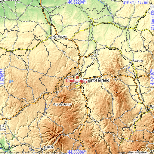 Topographic map of Châteaugay
