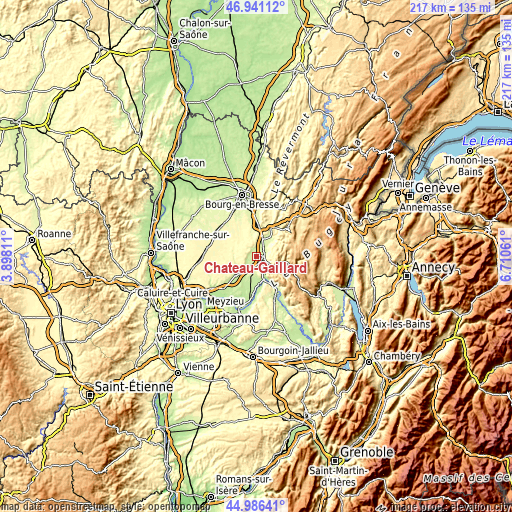 Topographic map of Château-Gaillard