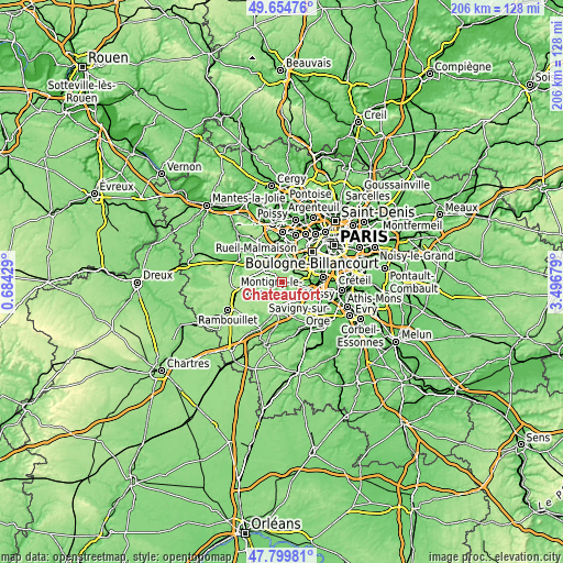 Topographic map of Châteaufort