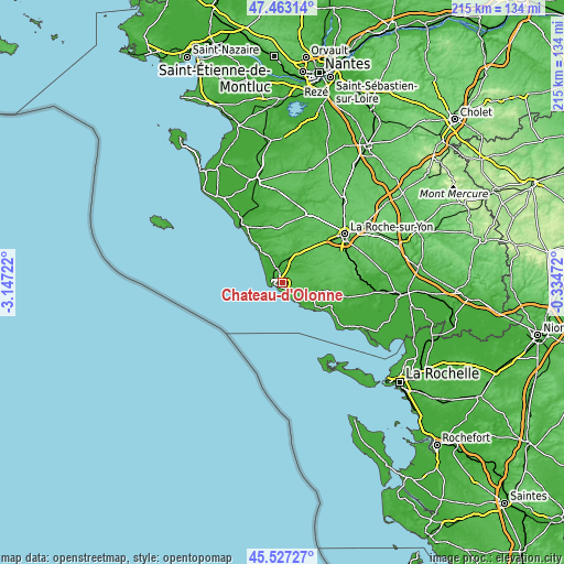 Topographic map of Château-d’Olonne