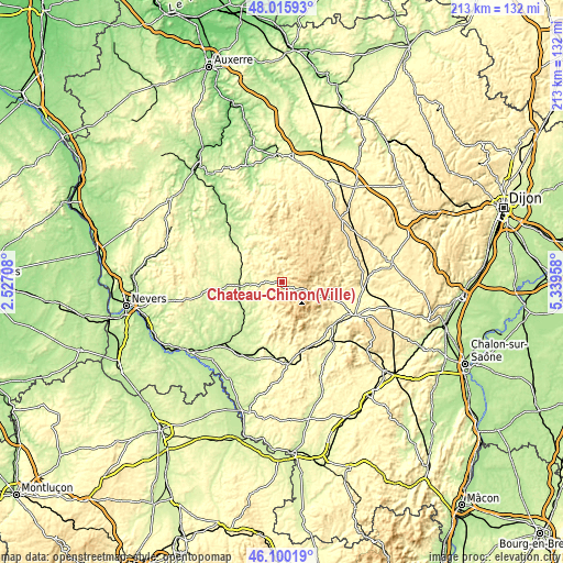 Topographic map of Château-Chinon(Ville)