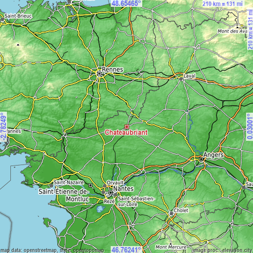 Topographic map of Châteaubriant