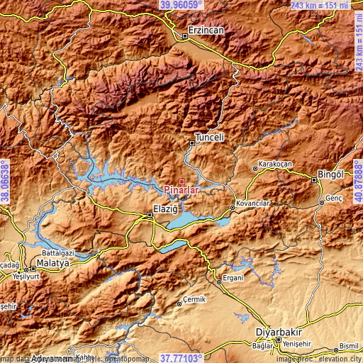 Topographic map of Pınarlar