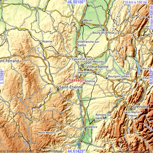 Topographic map of Chassagny