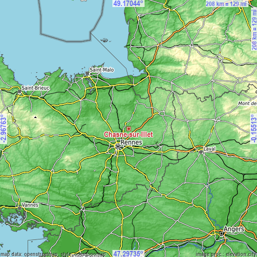 Topographic map of Chasné-sur-Illet