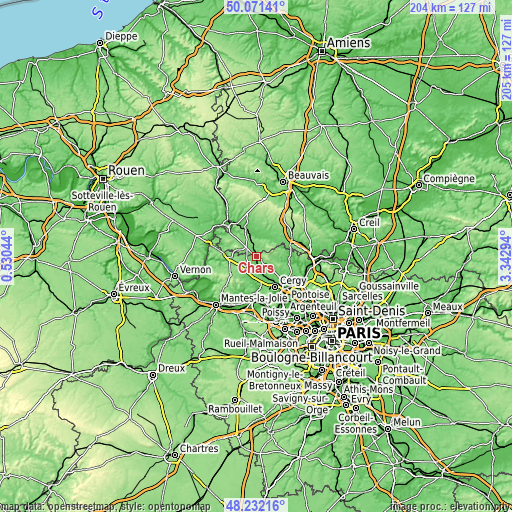 Topographic map of Chars