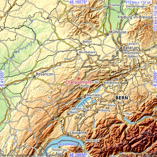 Topographic map of Charquemont