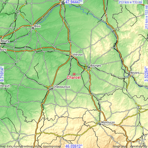 Topographic map of Chârost