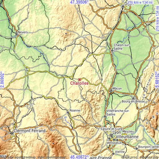 Topographic map of Charolles