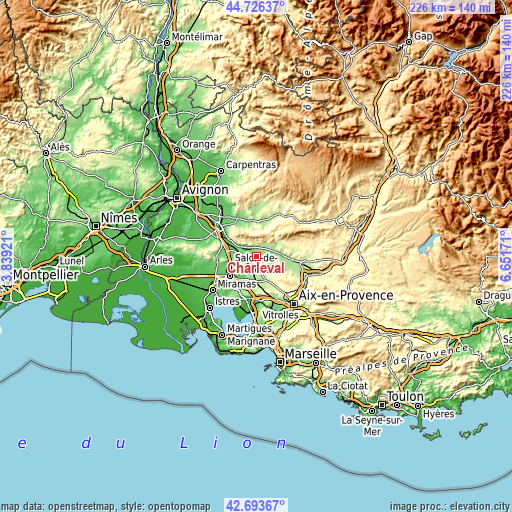 Topographic map of Charleval