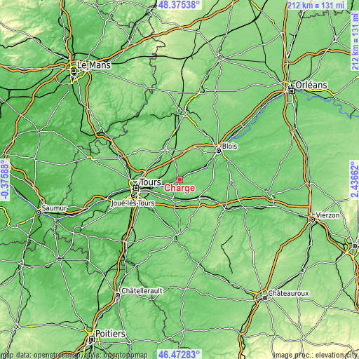 Topographic map of Chargé