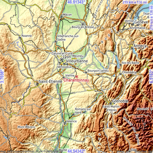 Topographic map of Charantonnay