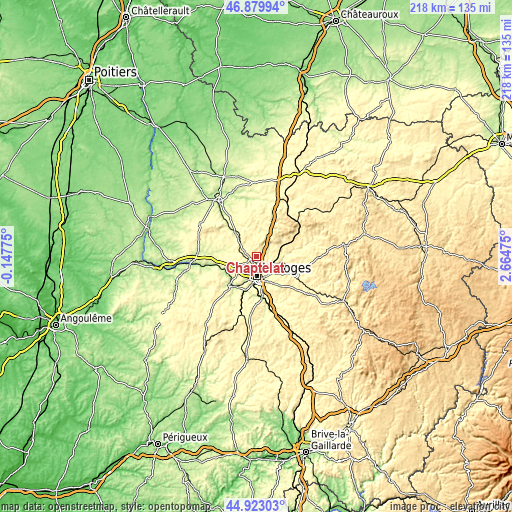Topographic map of Chaptelat