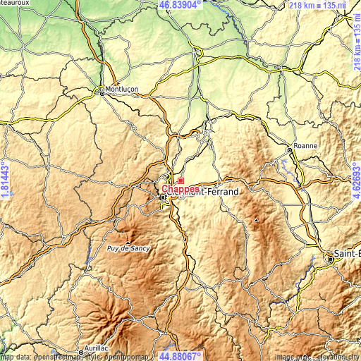 Topographic map of Chappes
