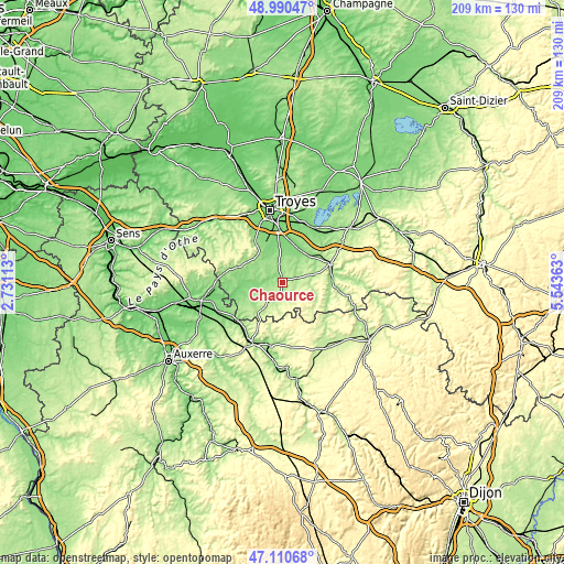 Topographic map of Chaource