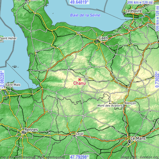 Topographic map of Chanu