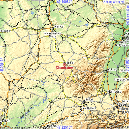 Topographic map of Chantraine