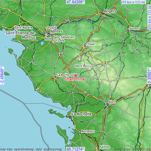 Topographic map of Chantonnay