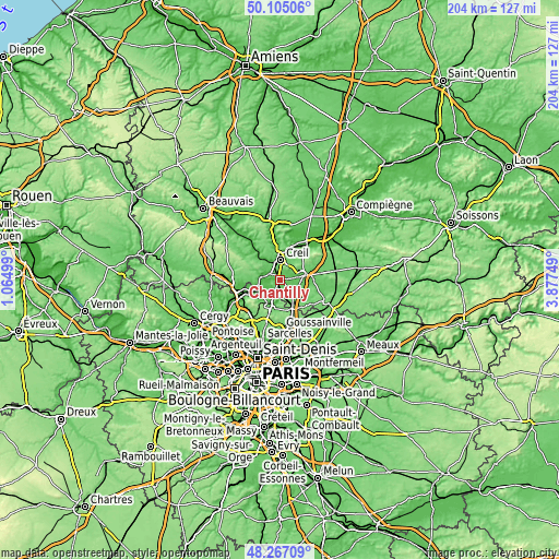 Topographic map of Chantilly