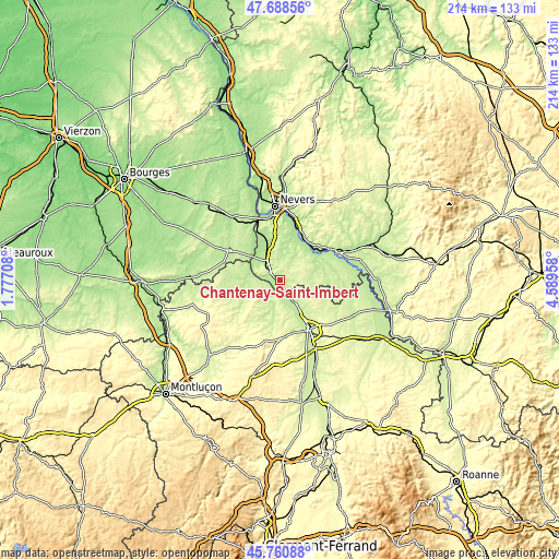 Topographic map of Chantenay-Saint-Imbert