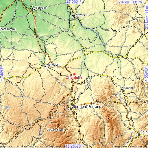 Topographic map of Chantelle