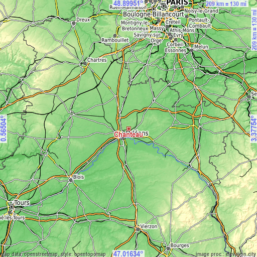 Topographic map of Chanteau