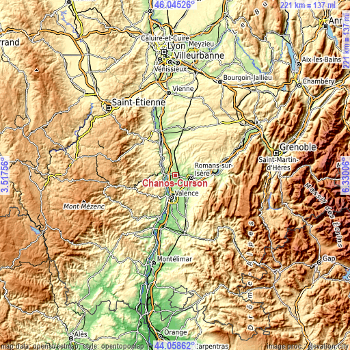 Topographic map of Chanos-Curson