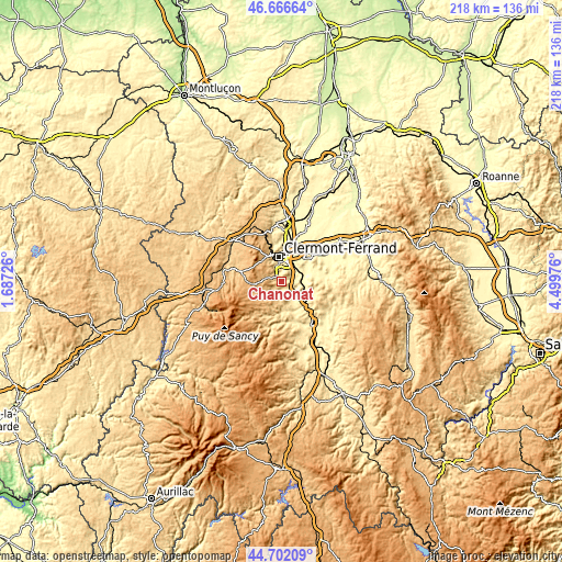 Topographic map of Chanonat