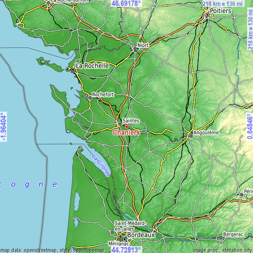 Topographic map of Chaniers