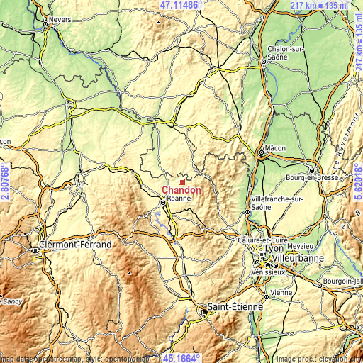 Topographic map of Chandon