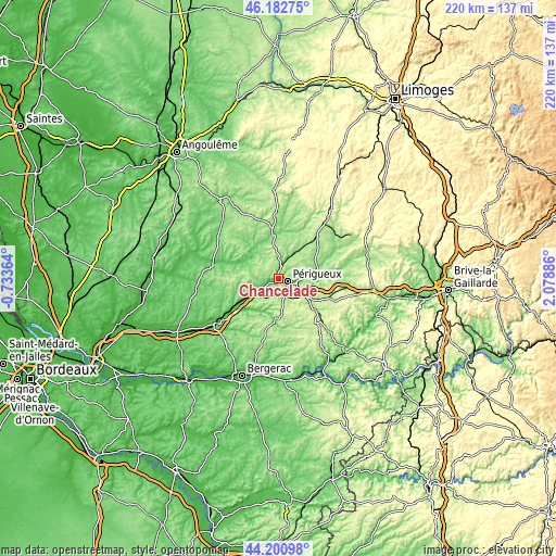 Topographic map of Chancelade