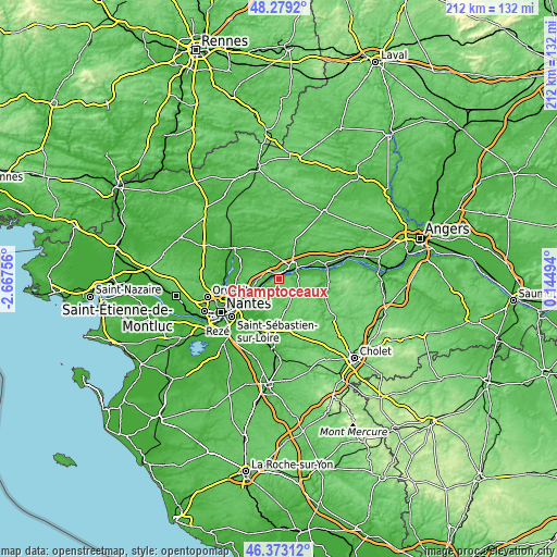 Topographic map of Champtoceaux